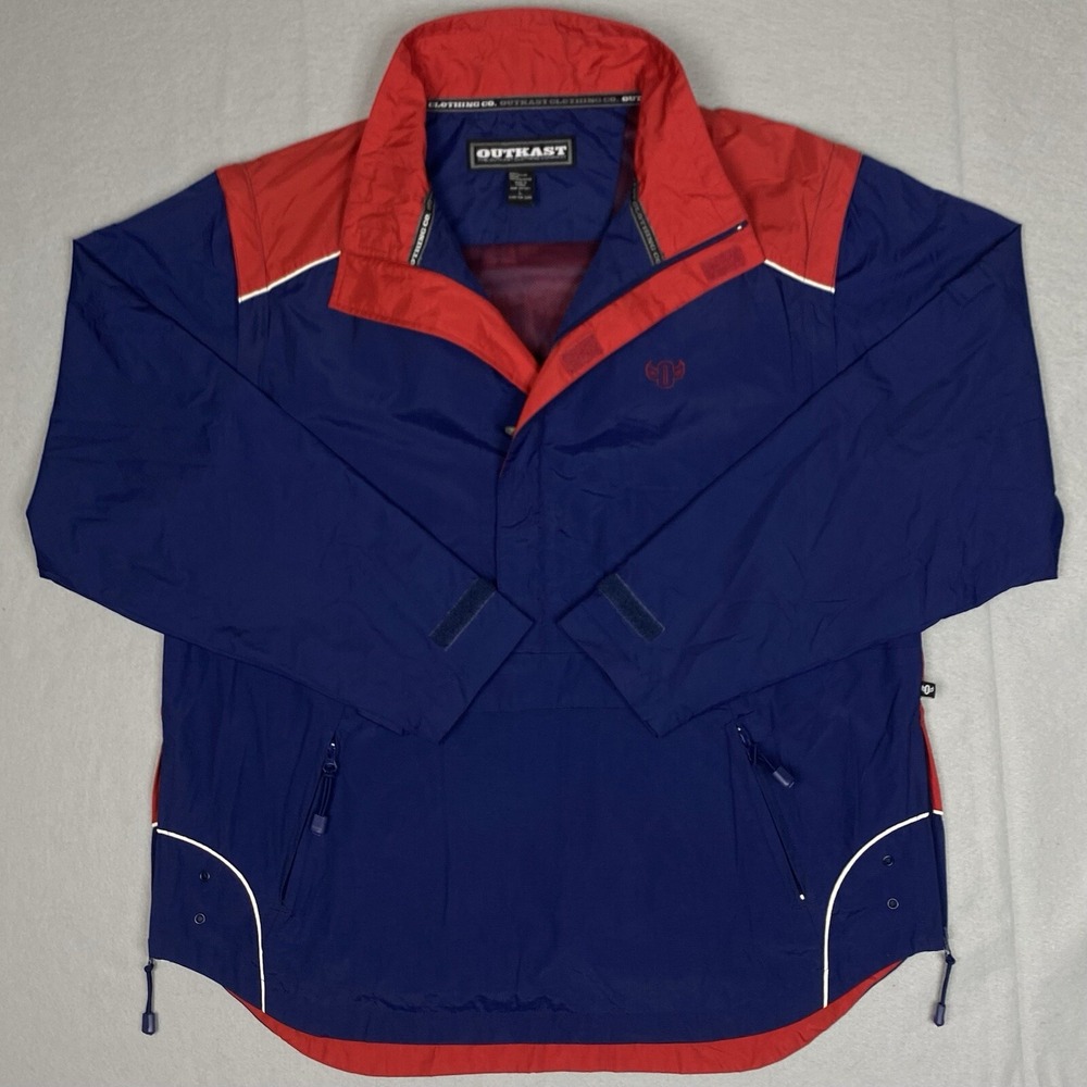 Vintage Outkast Windbreaker Jacket Mens Large Utility Cargo Vest Pocket‎ Zip Y2K